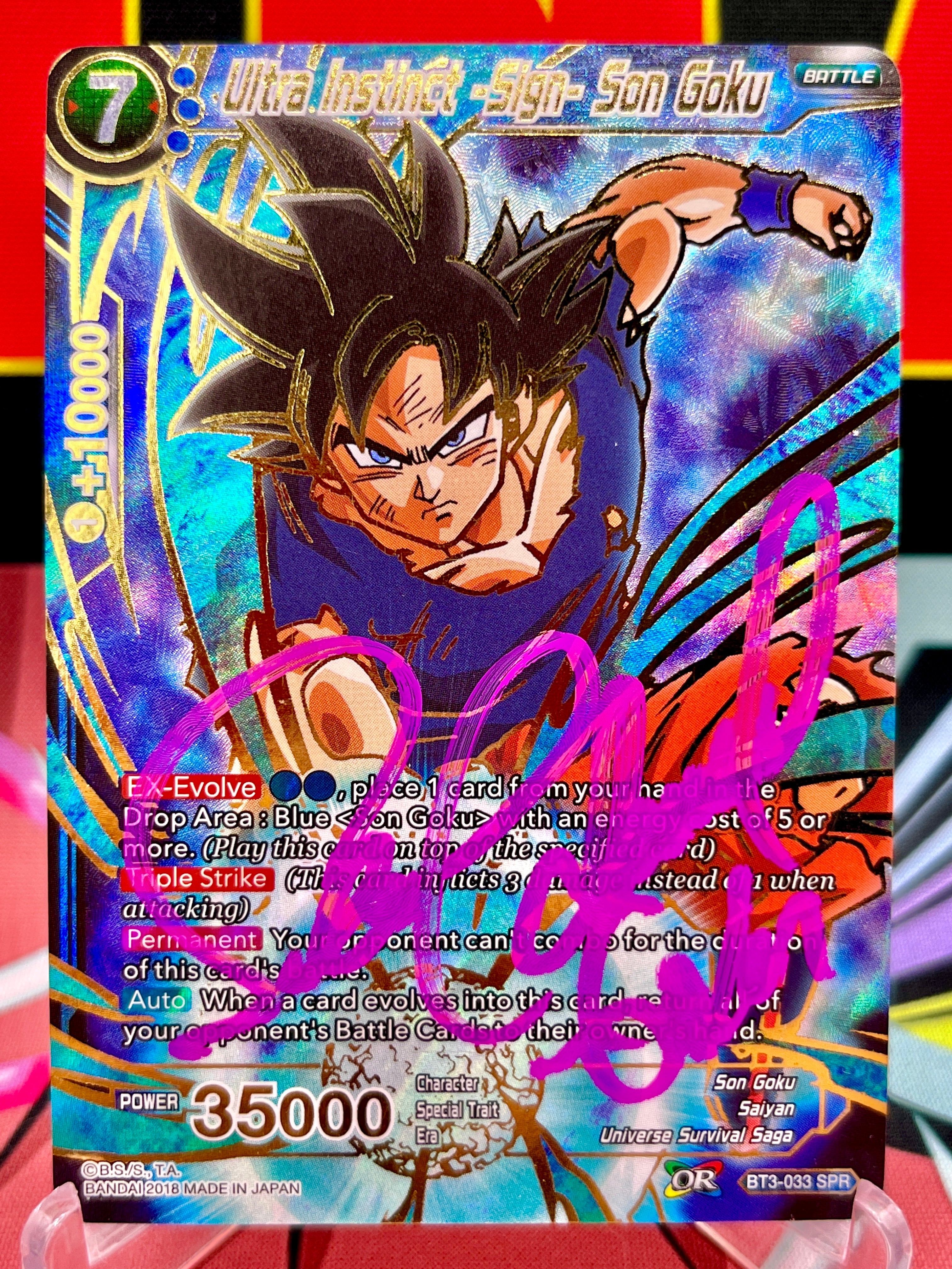 BT3-033 Ultra Instinct -Sign- Son Goku SPR (2018) Autografato da Sean Schemmel