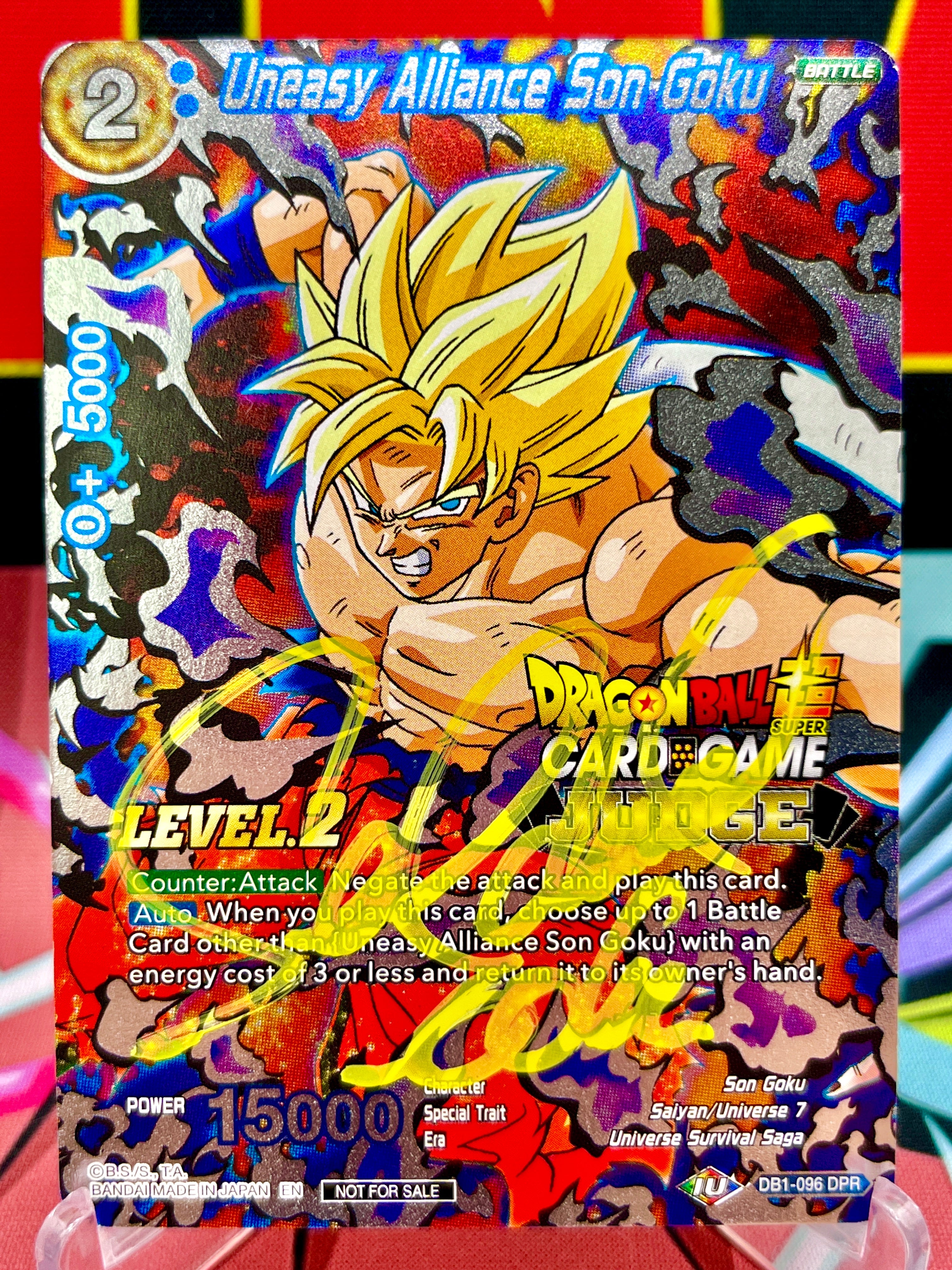 Autographed Son Goku DPR Judge Lvl 2 2019 Dragon Ball Super card by Sean Schemmel