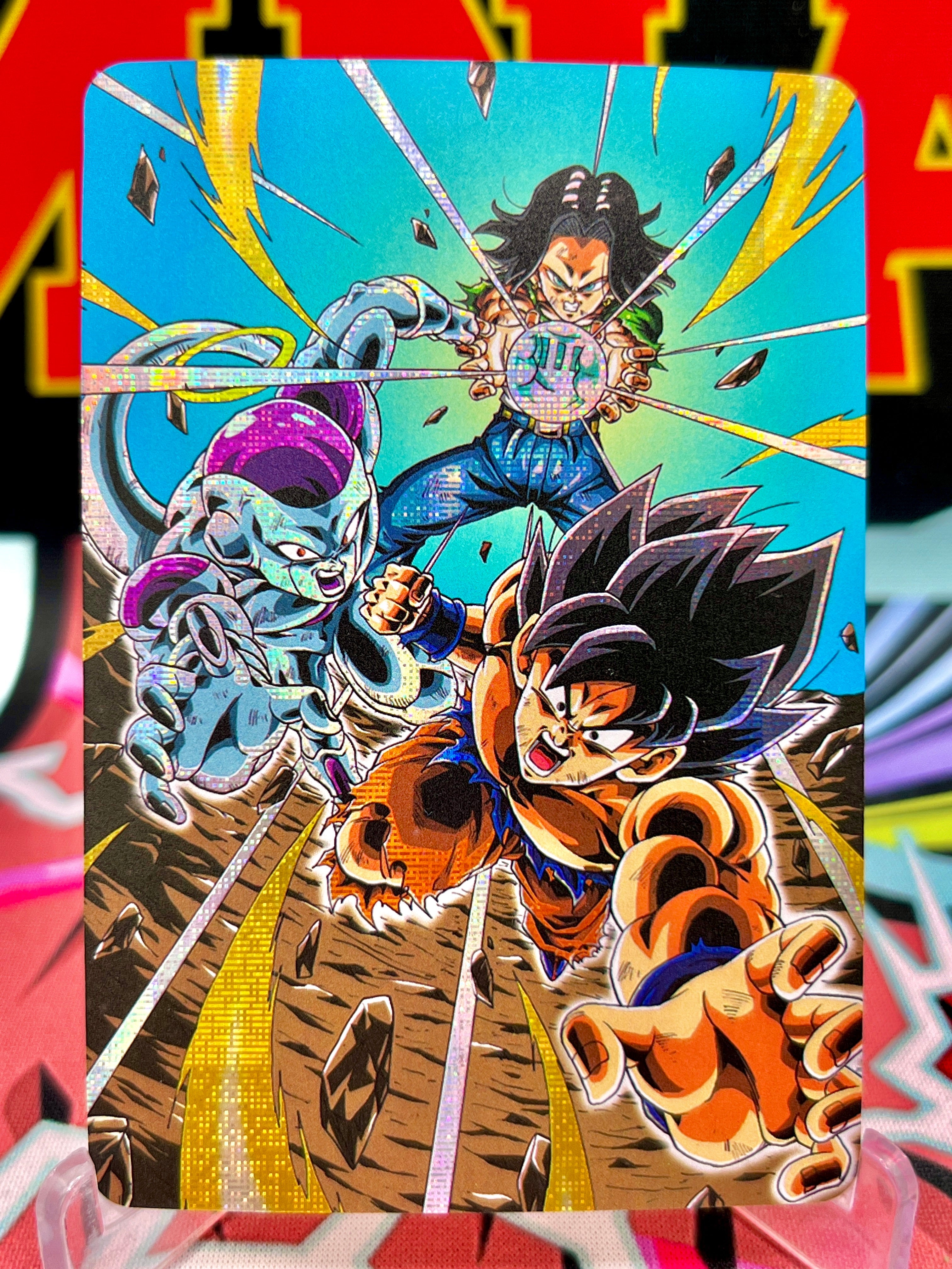 DBAC2-22 Tarjeta de arte de Son Goku, Freezer y Androide 17