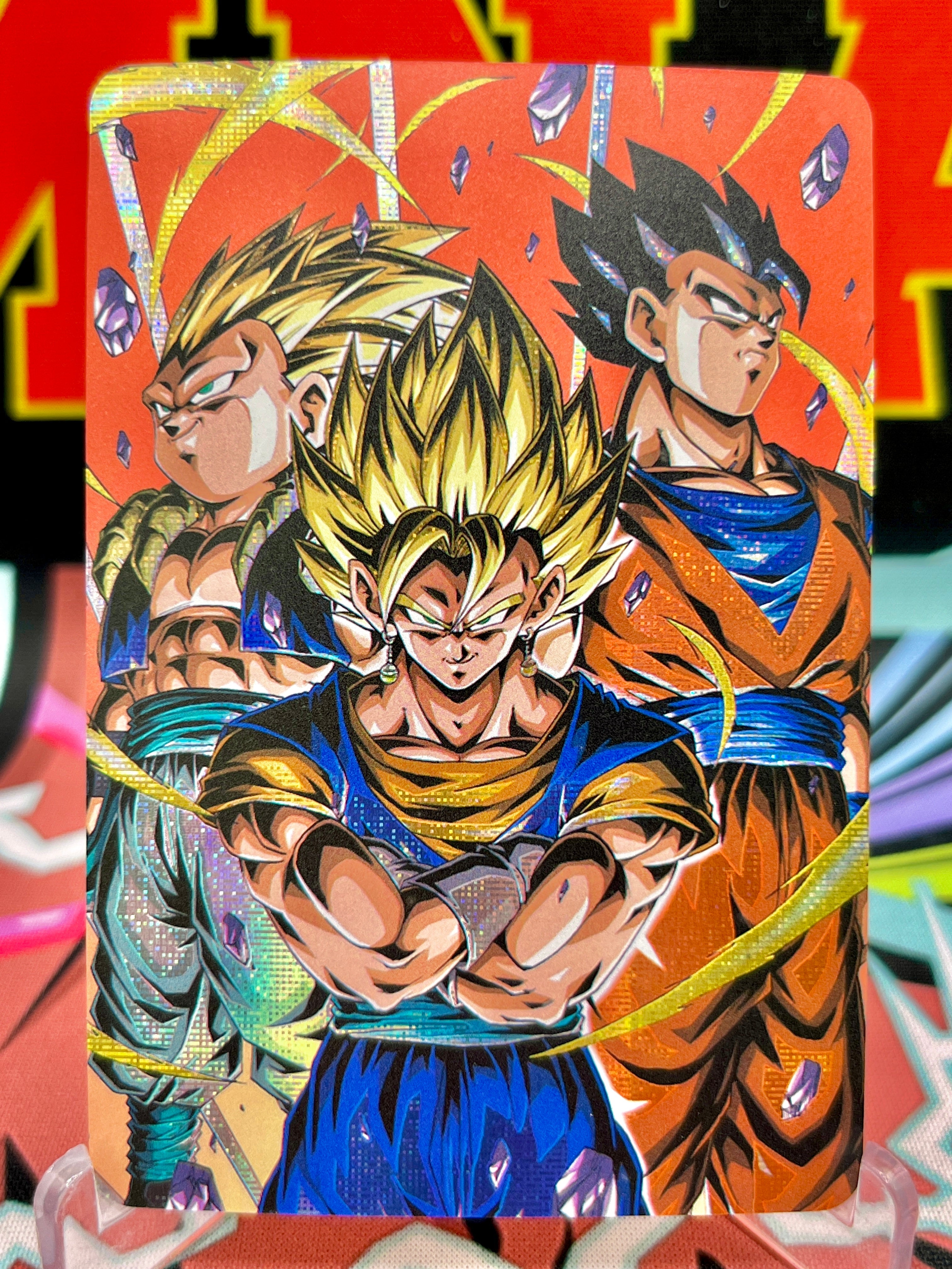 DBAC2-28 Tarjeta de arte de Vegito, Gotenks y Gohan