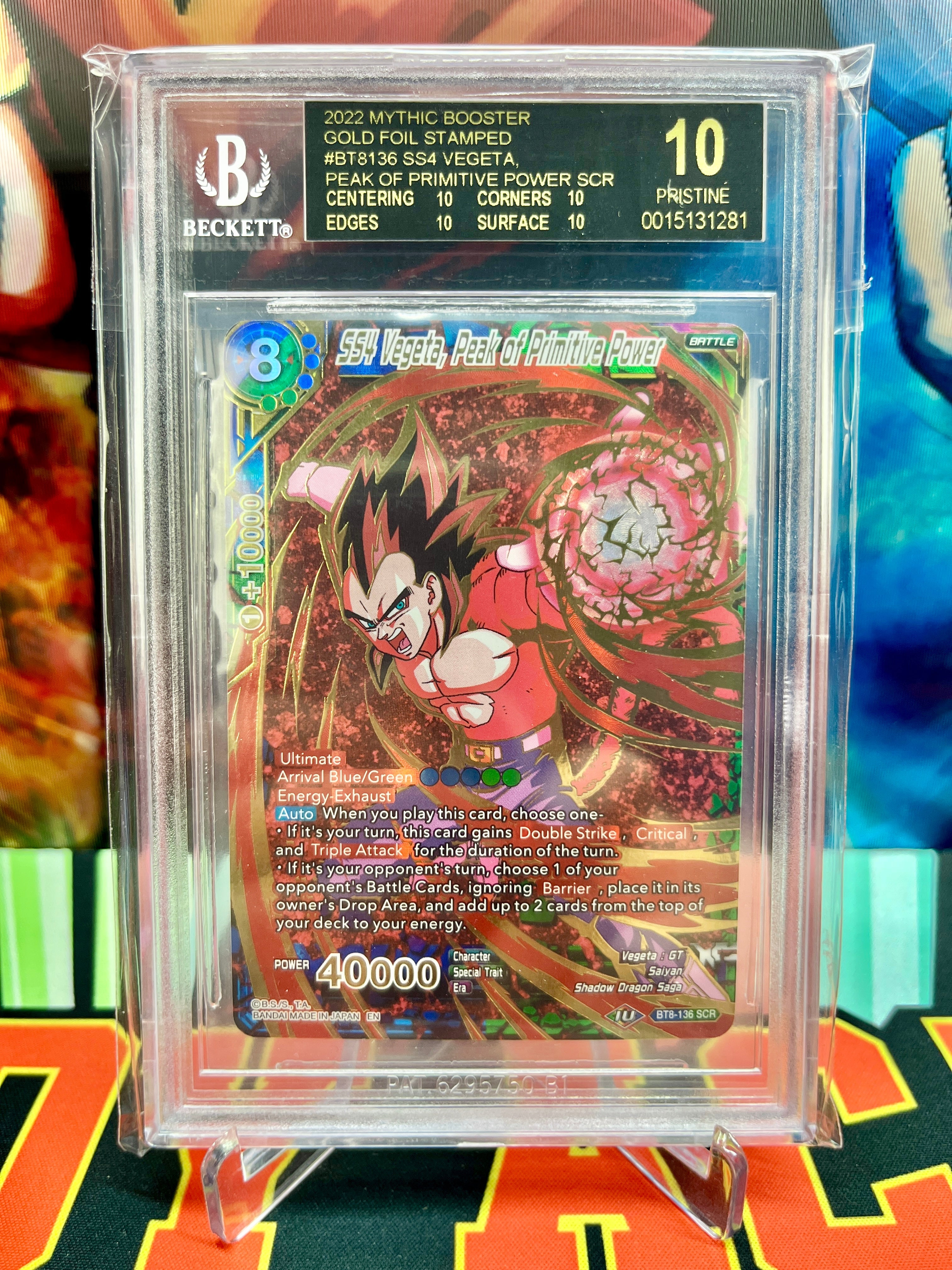 BGS 10 BLACK LABEL BT8-136 SCR SS4 Vegeta, Peak of Primitive Power [Gold Stamped] SEC (2022)