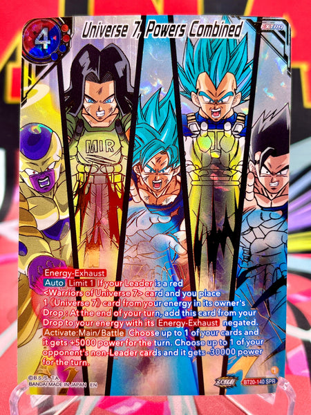 dragon ball super card game series 7 pre release set BT20-140 SPR Universe 7, Powers Combined (2023)