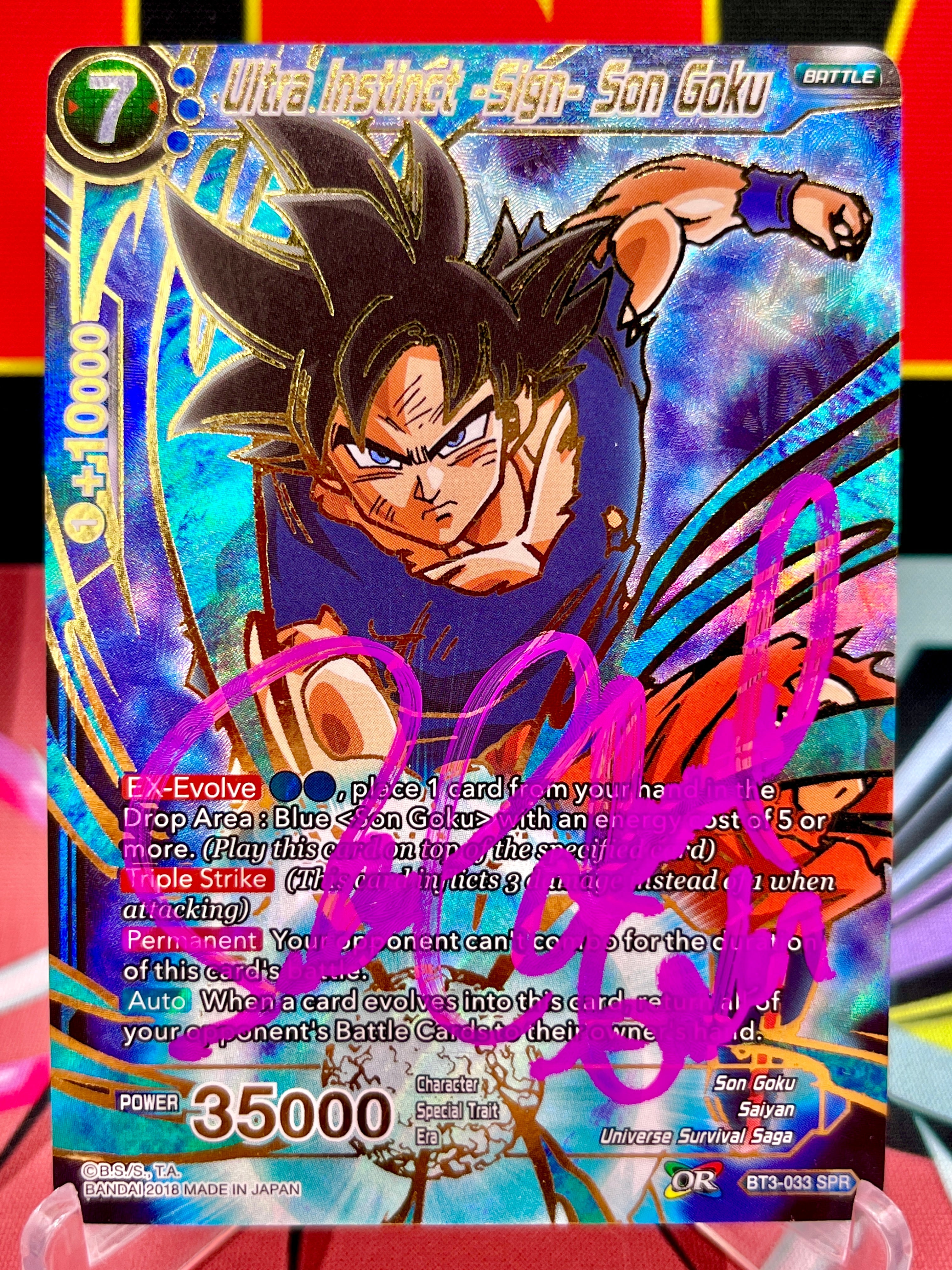 BT3-033 Ultra Instinct -Sign- Son Goku SPR (2018) Autographed by Sean Schemmel