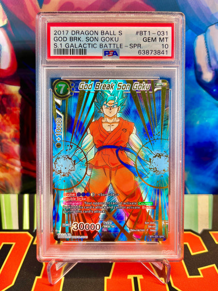 PSA 10 BT1-031 God Break Son Goku SPR (2017)