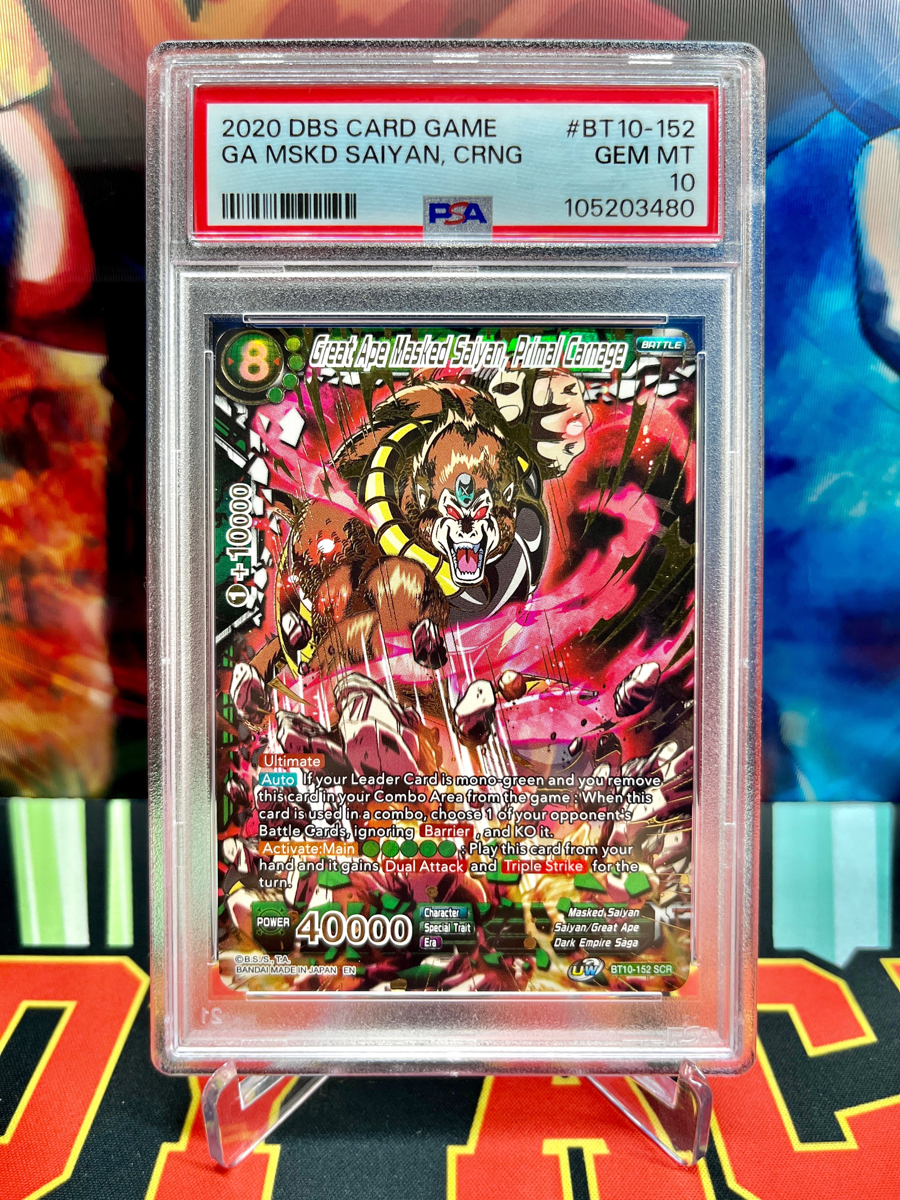 PSA 10 BT10-152 SCR Great Ape Masked Saiyan, Primal Carnage Secret (2020)