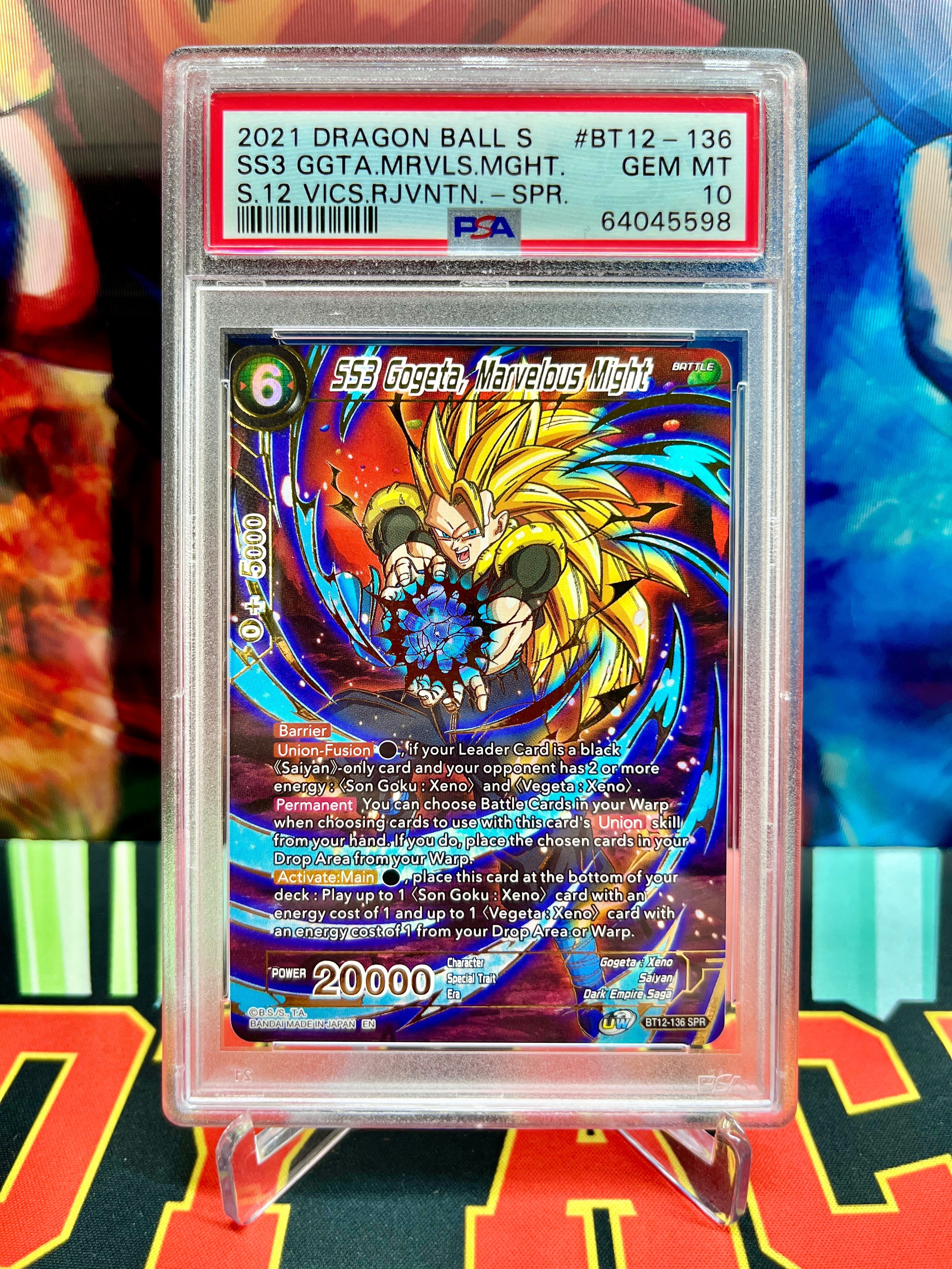 PSA 10 BT12-036 SS3 Gogeta, Marvelous Might SPR (2021)