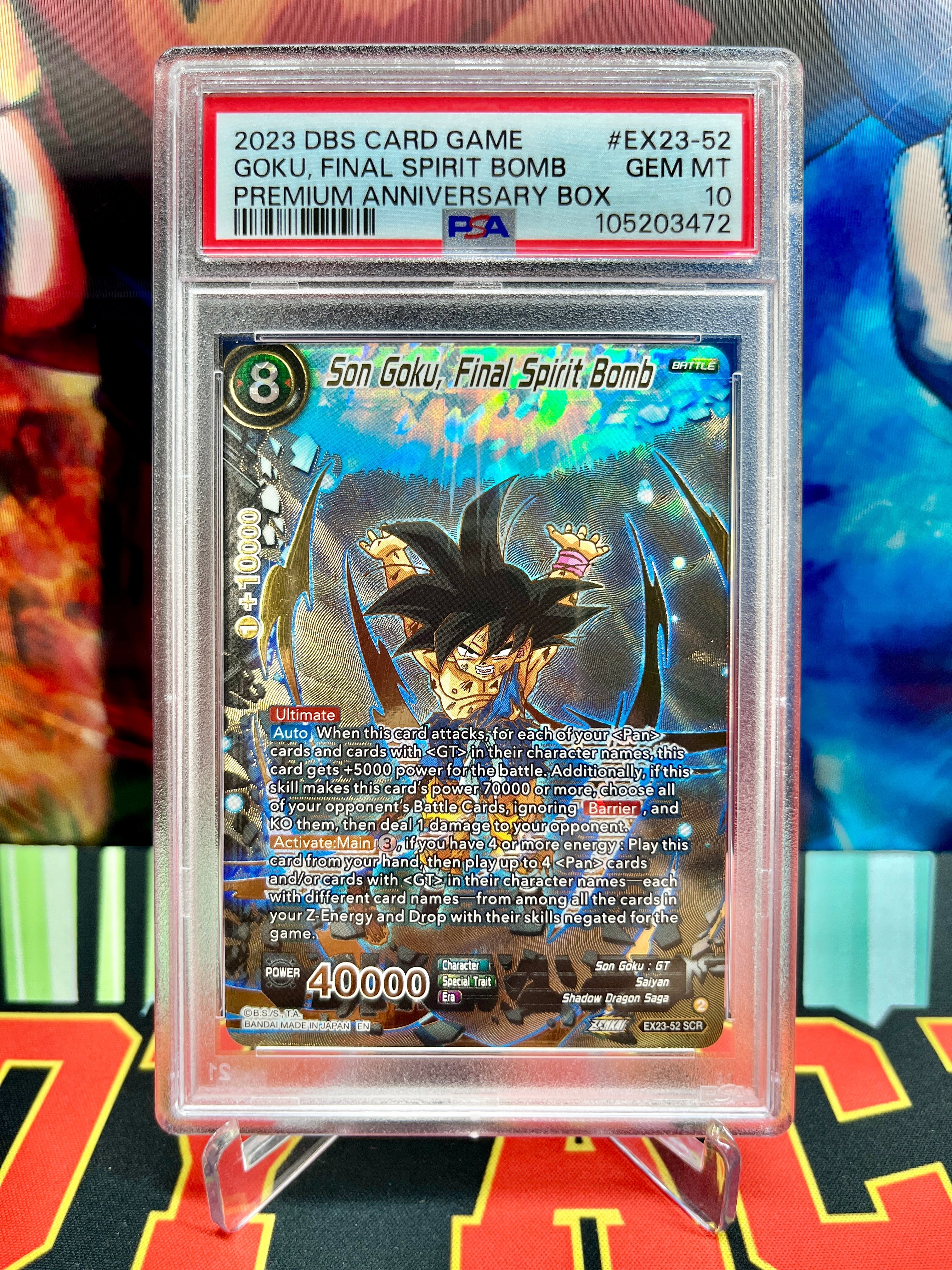 PSA 10 EX23-52 SCR Son Goku, Final Spirit Bomb [Anniversary] Secret (2023)