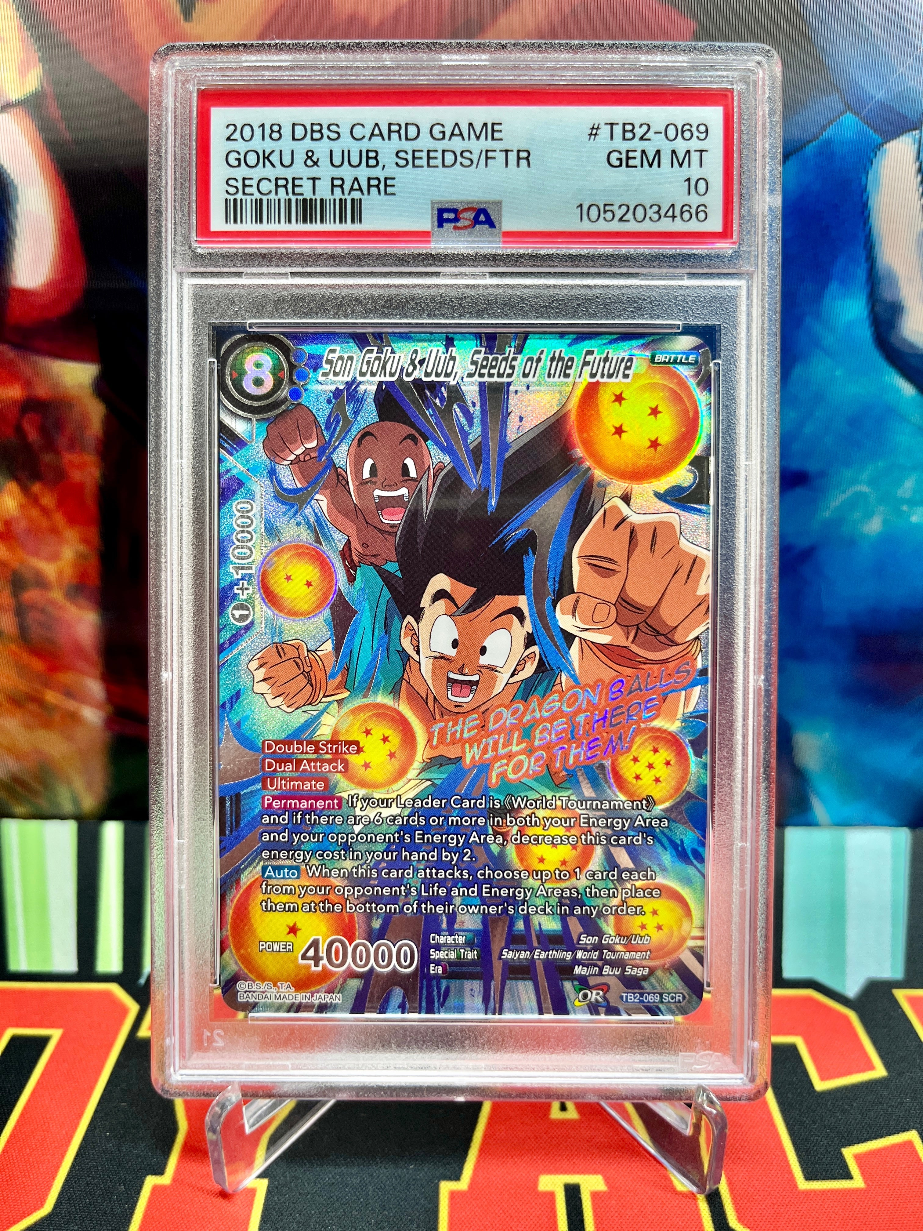 PSA 10 TB2-069 SCR Son Goku & Uub, Seeds of the Future Secret (2018)